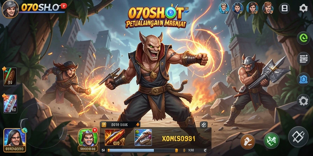 Tampilan gameplay menegangkan dari 070SLOT saat menghadapi musuh dan tantangan.