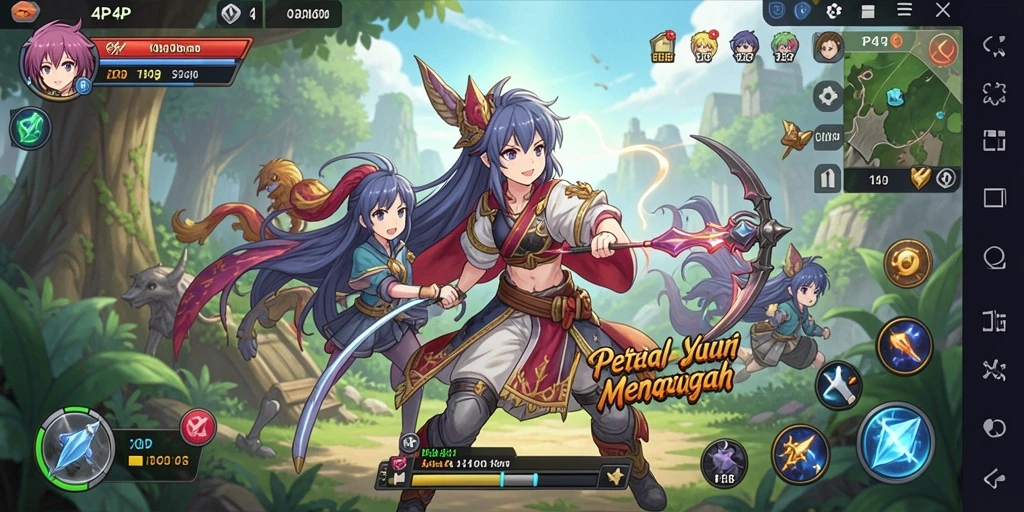 Screenshot gameplay <strong>4P4P</strong> menampilkan aksi pertarungan karakter anime yang mendebarkan.