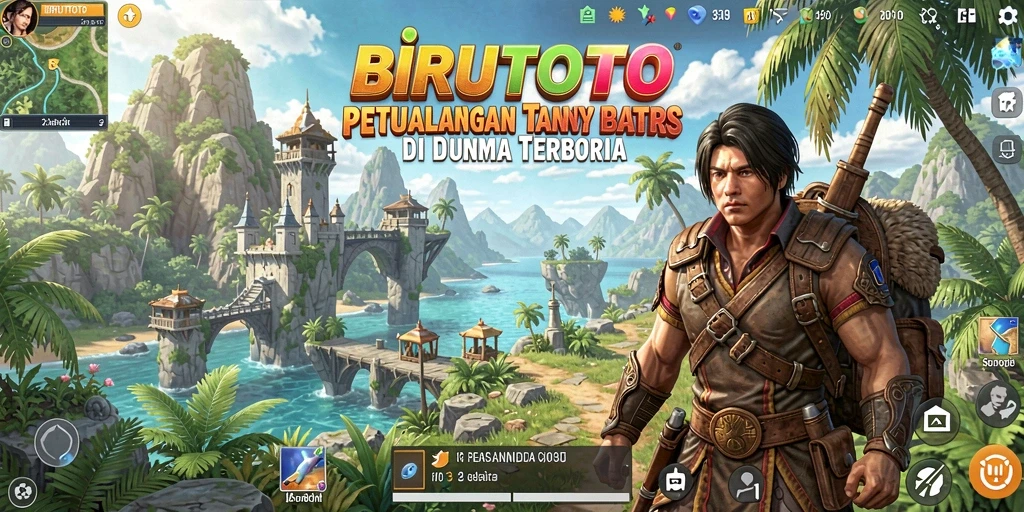 Screenshot gameplay BIRUTOTO menampilkan petualangan seru di dunia terbuka.