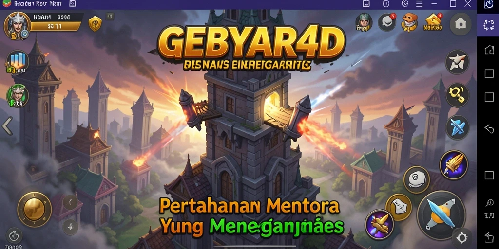 Tampilan gameplay menegangkan dari GEBYAR4D dalam Tower Defense.