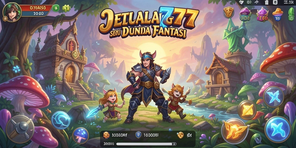 Screenshot gameplay penuh aksi dari JELAS777 yang menunjukkan dunia petualangan.