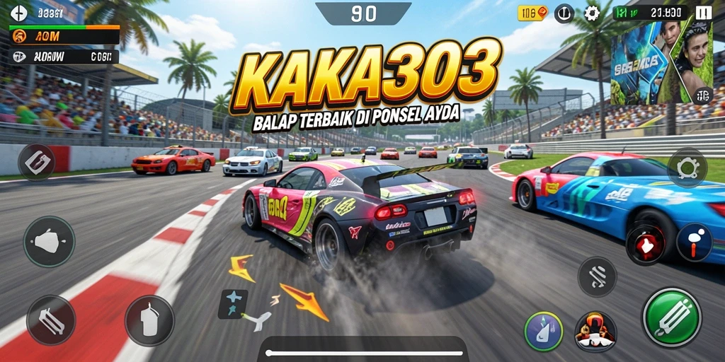 Tangkapan layar gameplay KAKA303 menunjukkan aksi balap yang mendebarkan.