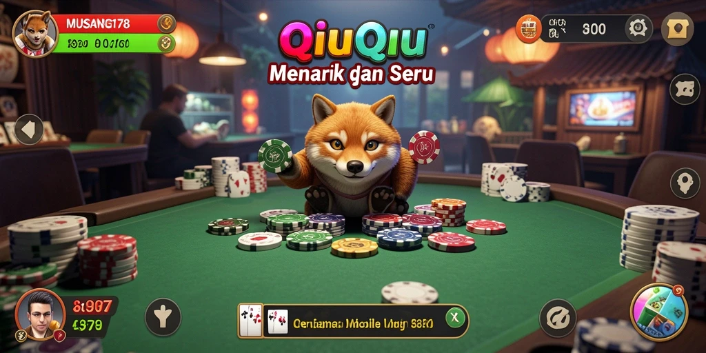Screenshot utama MUSANG178 menampilkan momen seru dalam gameplay QiuQiu.