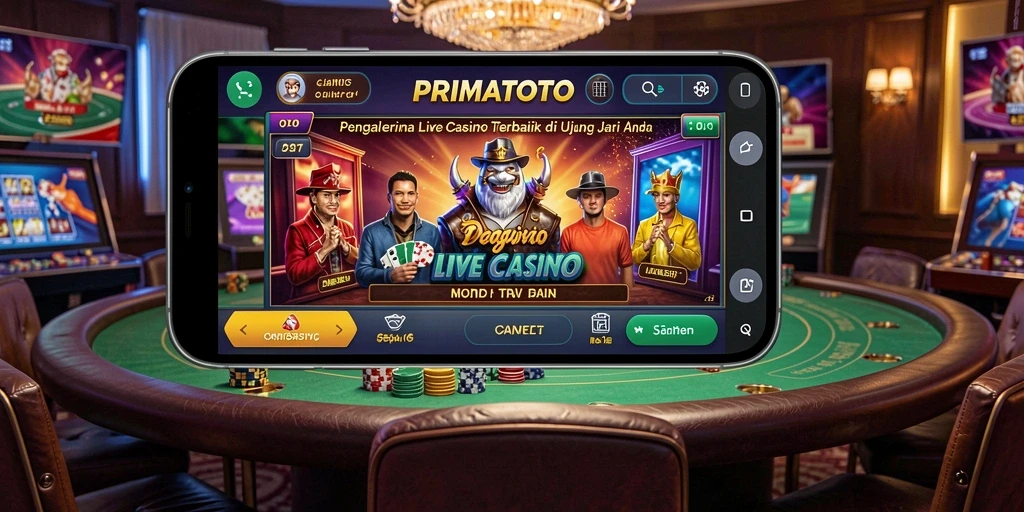 Screenshot PRIMATOTO menampilkan dealer langsung dan gameplay yang seru.