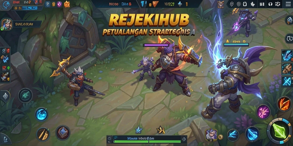 Tangkapan layar gameplay REJEKIHUB menampilkan pertarungan epik antarpahlawan.