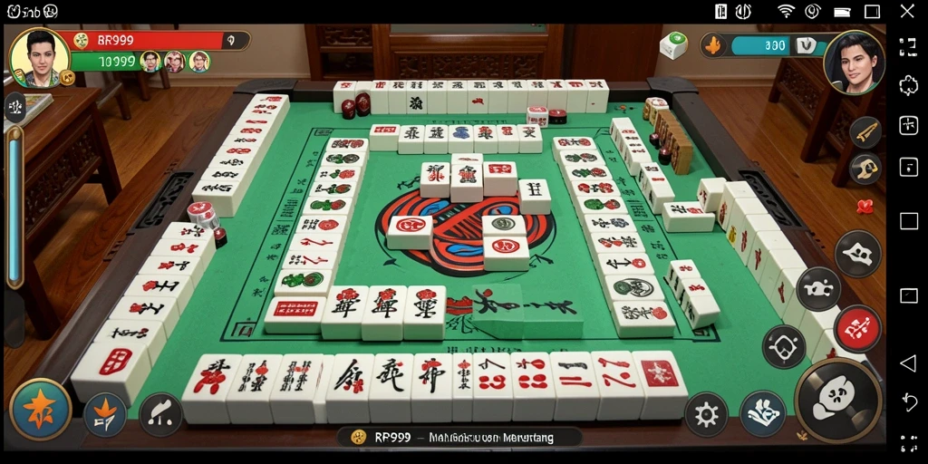 Tangkapan layar gameplay dari RR999 yang menunjukkan momen menegangkan dalam permainan Mahjong.