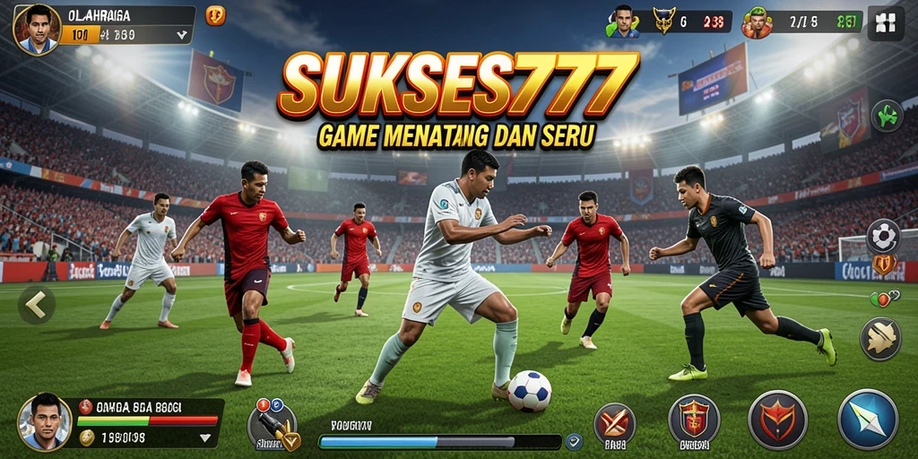 Screenshot utama menunjukkan aksi seru dalam <strong>SUKSES777</strong>, menyajikan gameplay olahraga yang menarik.