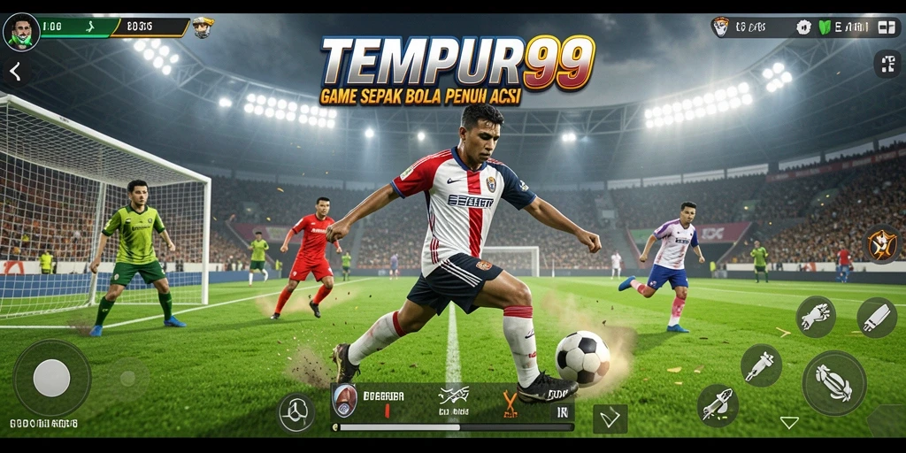 Gameplay menarik dari TEMPUR99 dalam aksi sepak bola.