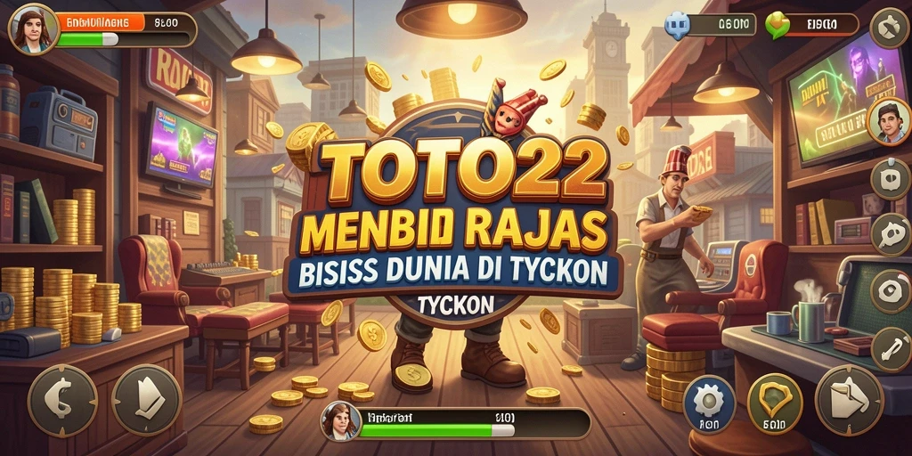 Screenshot gameplay TOTO22 menampilkan manajemen bisnis yang dinamis.