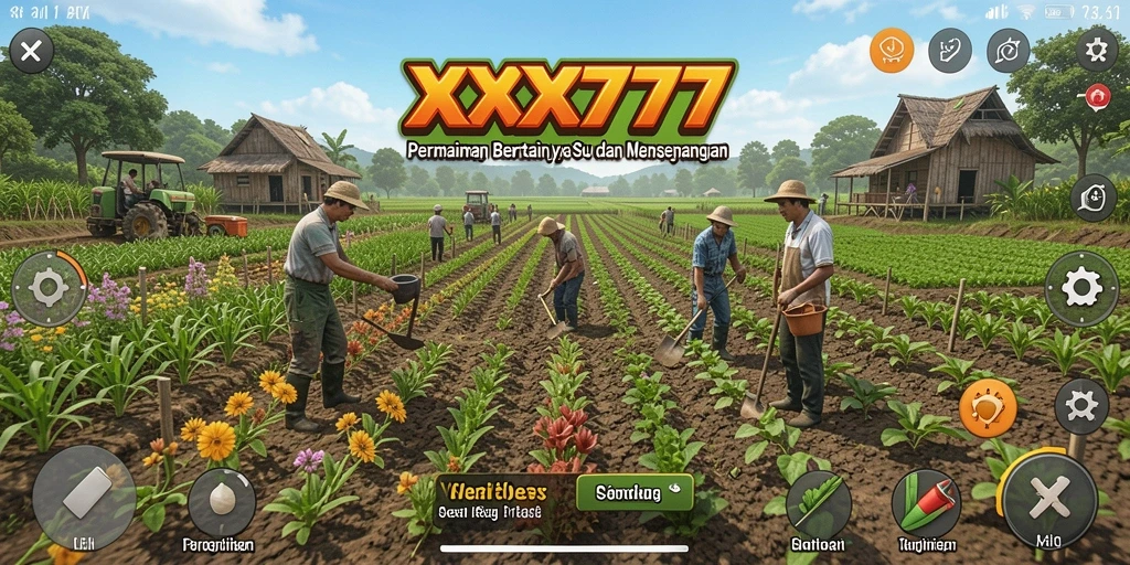 Tampilan gameplay XXX777 menunjukkan keseruan bertani dengan grafis yang indah.