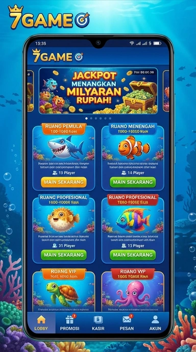 Tampilan antarmuka pengguna 7game yang intuitif dan modern.
